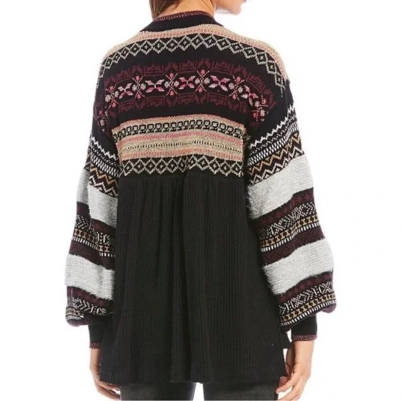 Free People Black Cozy Cottage Half Zip Sweater S Small Cabin Winter Cottagecore - Picture 3 of 10